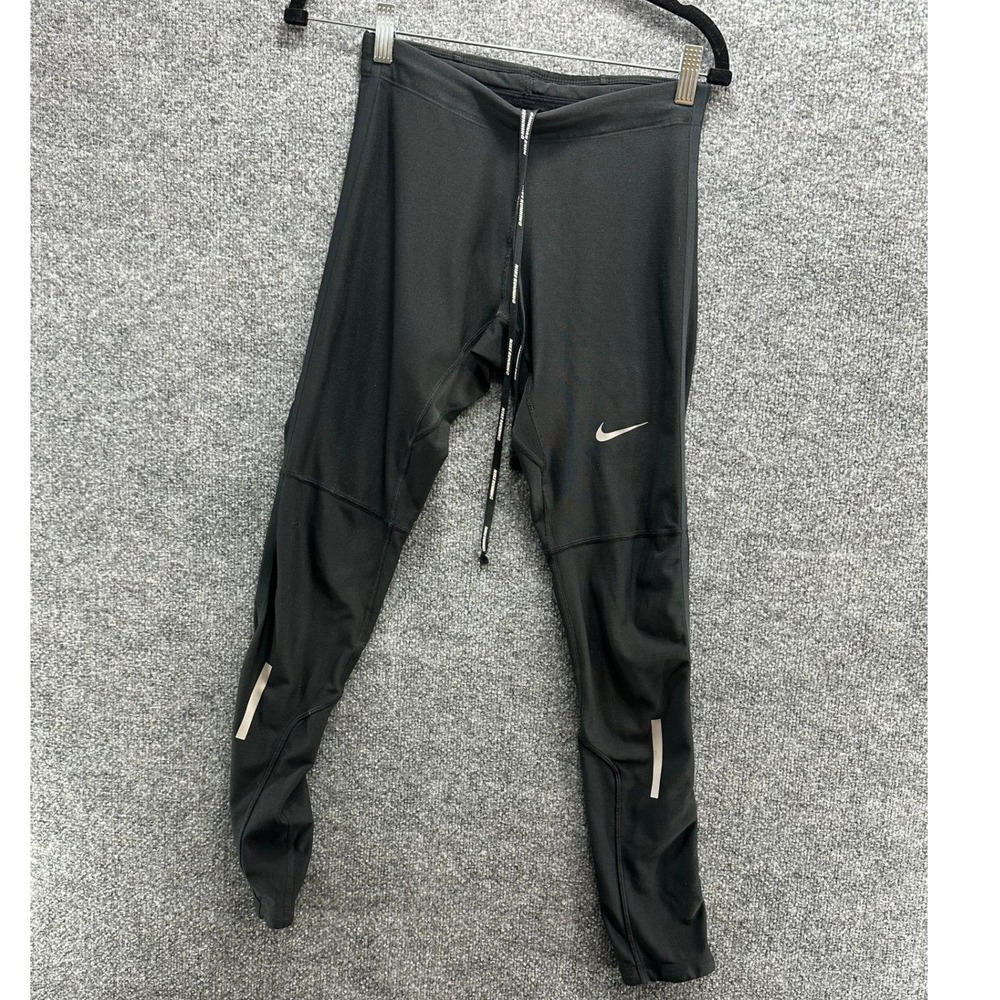 Nike Running Dri-FIT Black Leggings Tights Reflective Ankle Zip Women's Medium